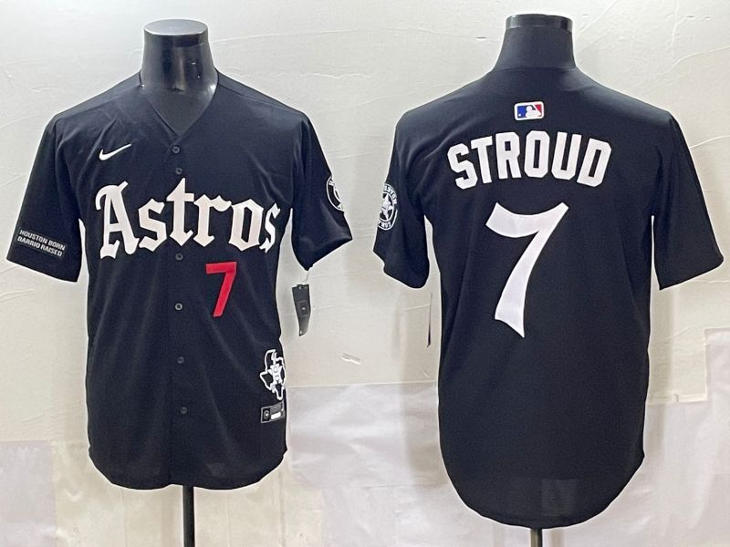 Men 2025 Houston Astros #7 Stroud Black Five generations Joint Name Nike MLB Jersey style 7->houston astros->MLB Jersey